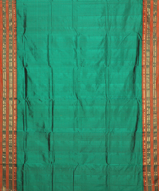 Forest green color striped handloom narayanpet silk saree
