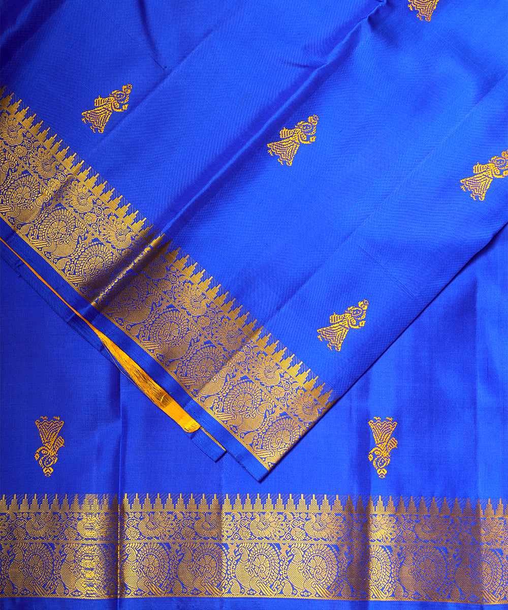Blue color handloom gollabhama silk saree