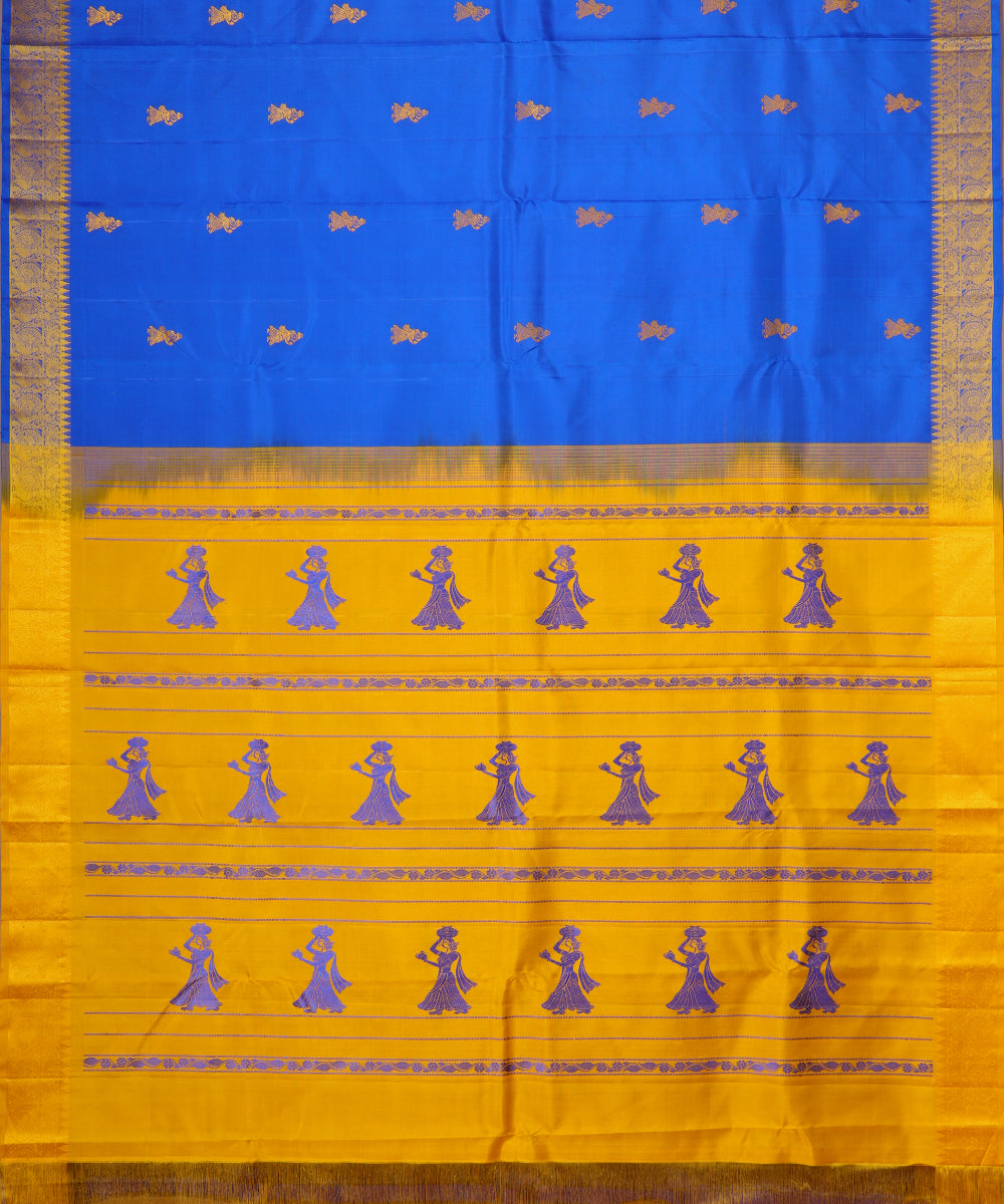 Blue color handloom gollabhama silk saree