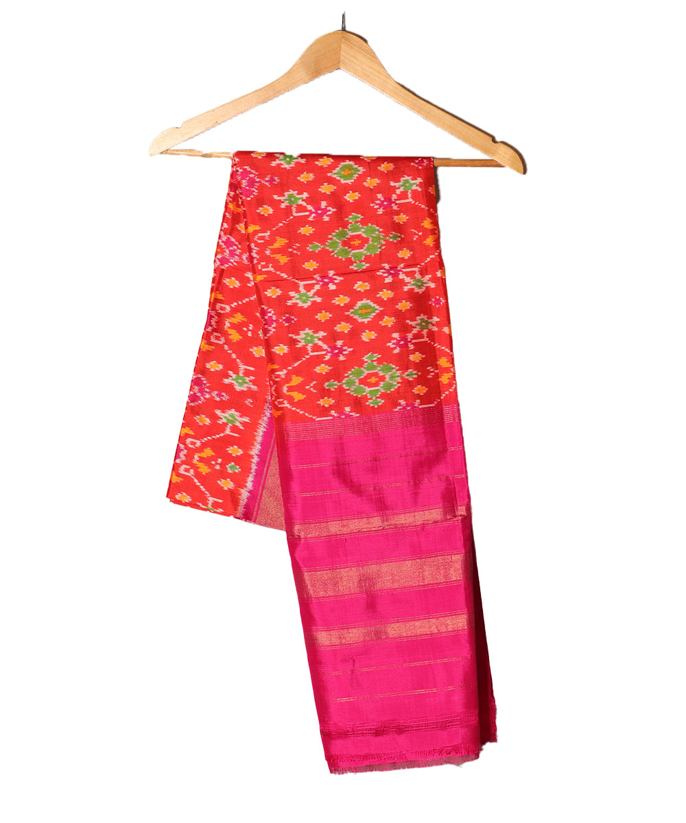 Scarlet red color handloom silk dupatta