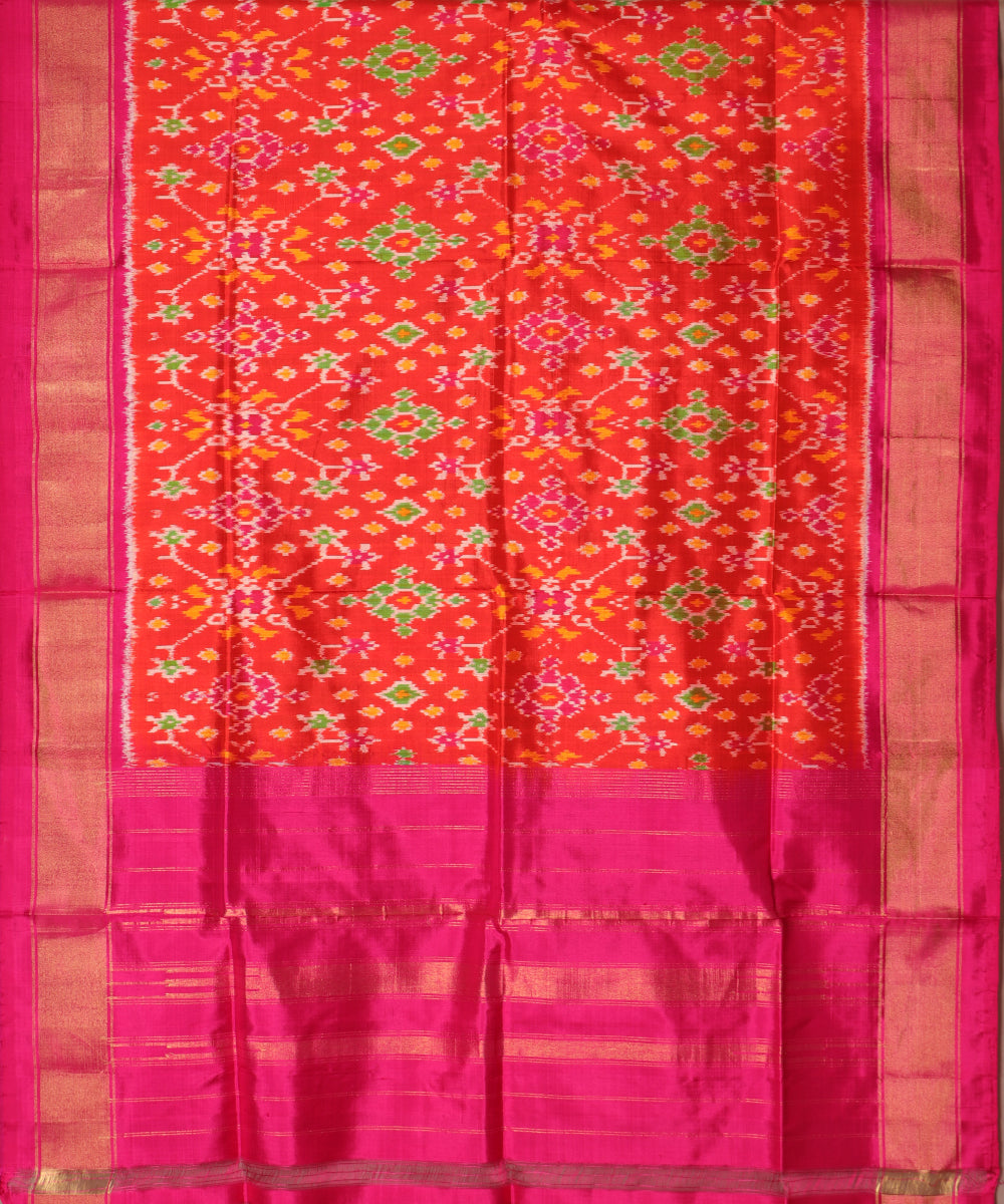 Scarlet red color handloom silk dupatta