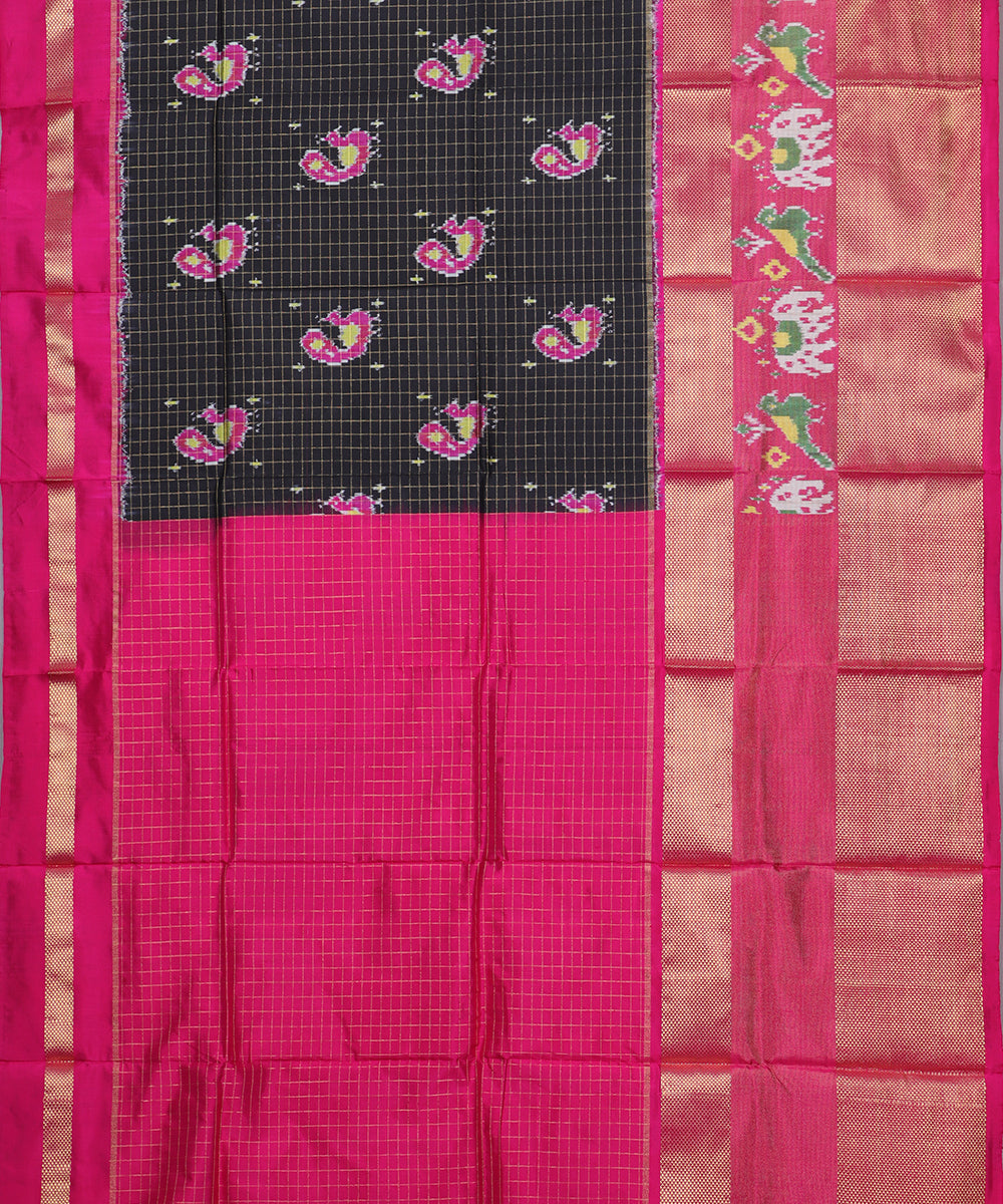 Black color handloom silk ikath pavada