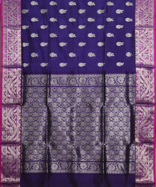 Dark space blue color handloom venkatagiri sico saree