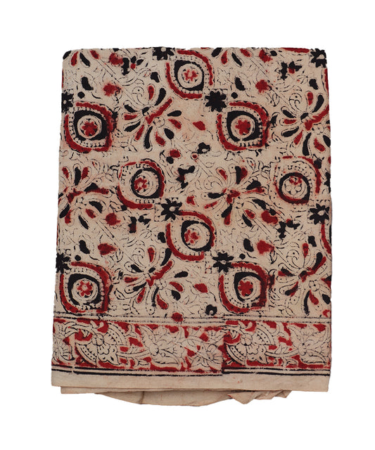 Beige handloom Kalamkari lungies