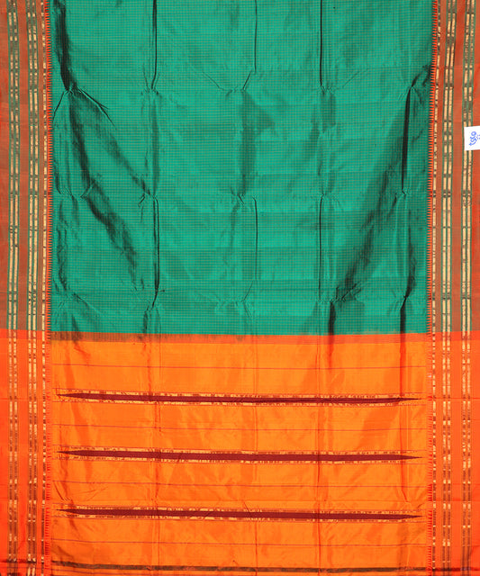 Forest green color striped handloom narayanpet silk saree
