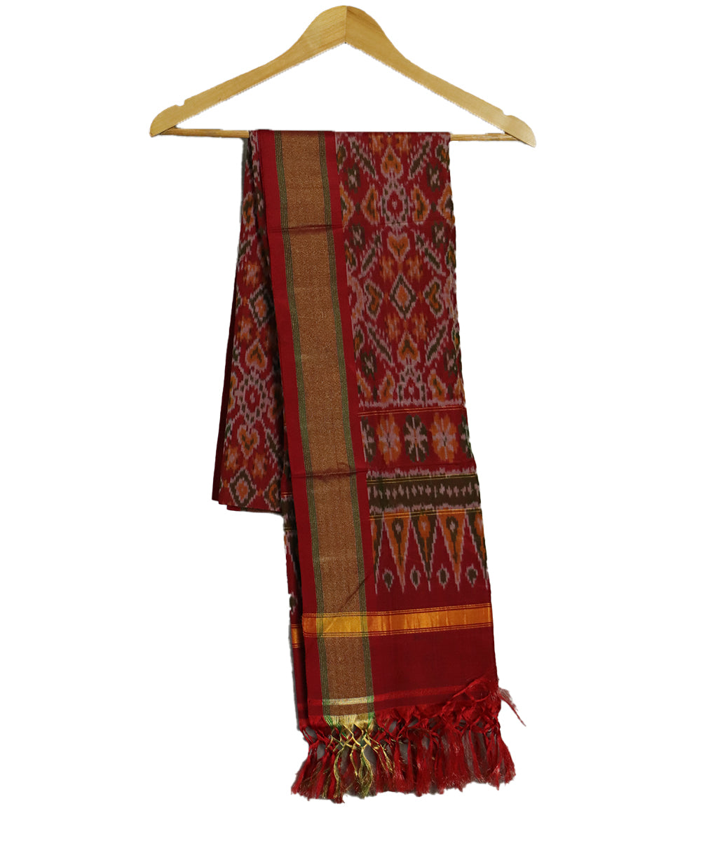 Carmine red handloom ikat sico dupattas