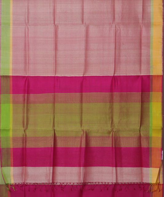 Thulian pink shade handloom tussar silk saree