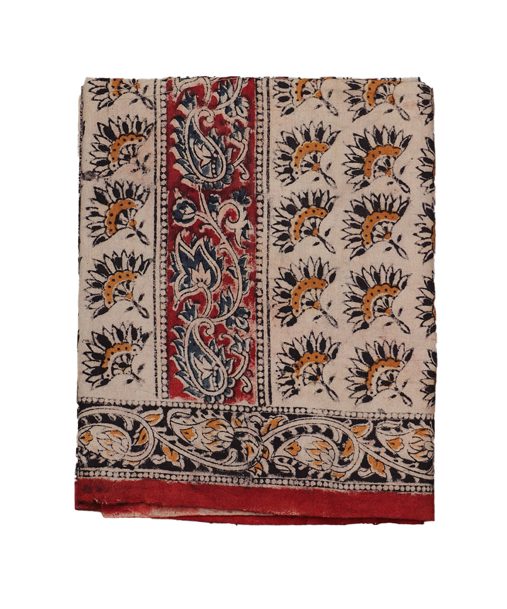 Beige handloom Kalamkari lungies