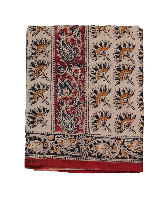 Beige handloom Kalamkari lungies