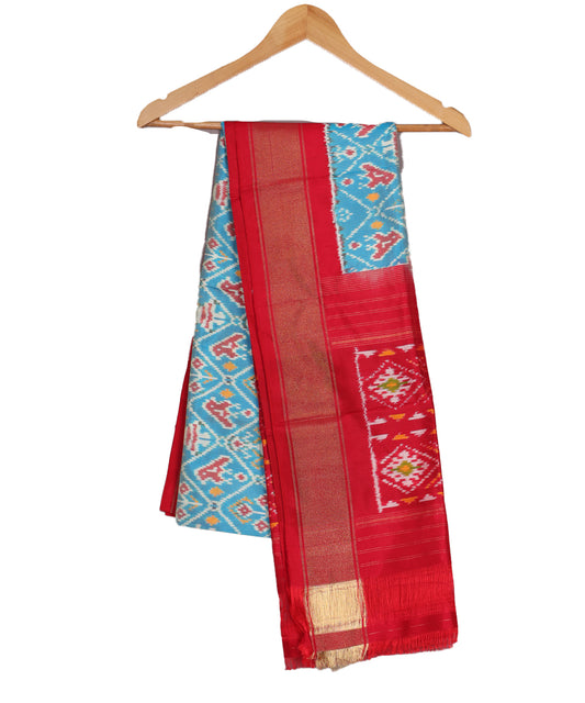 Steel blue handloom silk dupatta