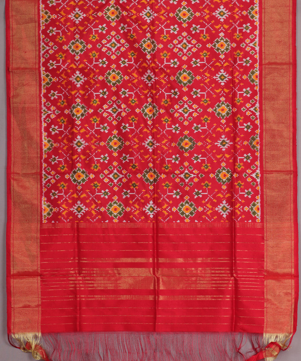 Crimson red handloom silk dupatta