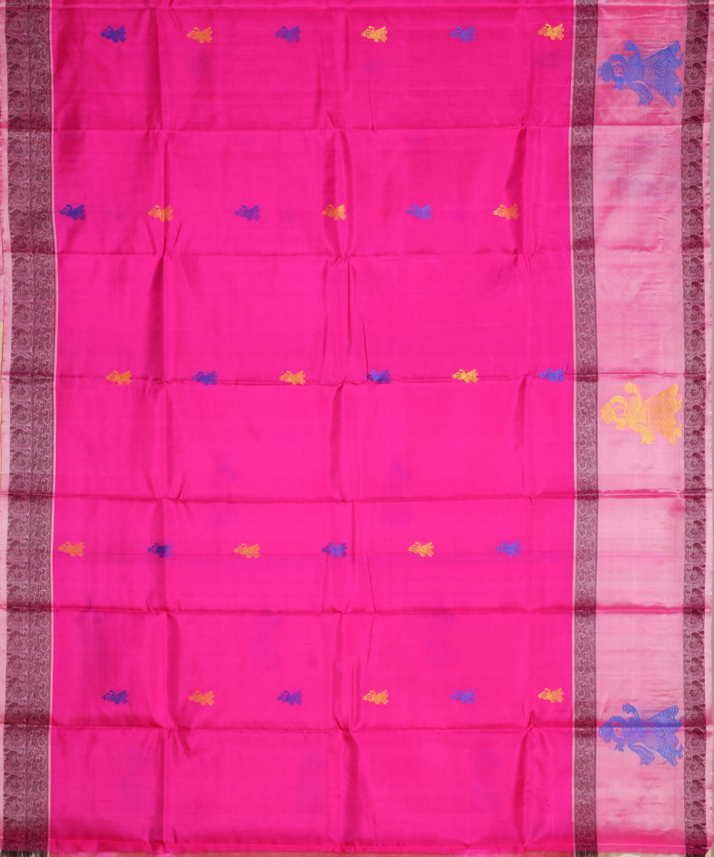 Magenta pink handloom gollabhama silk saree