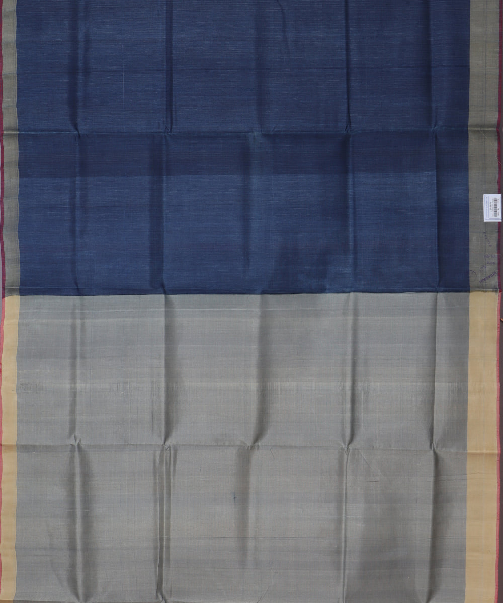 Space blue color handloom tussar silk saree