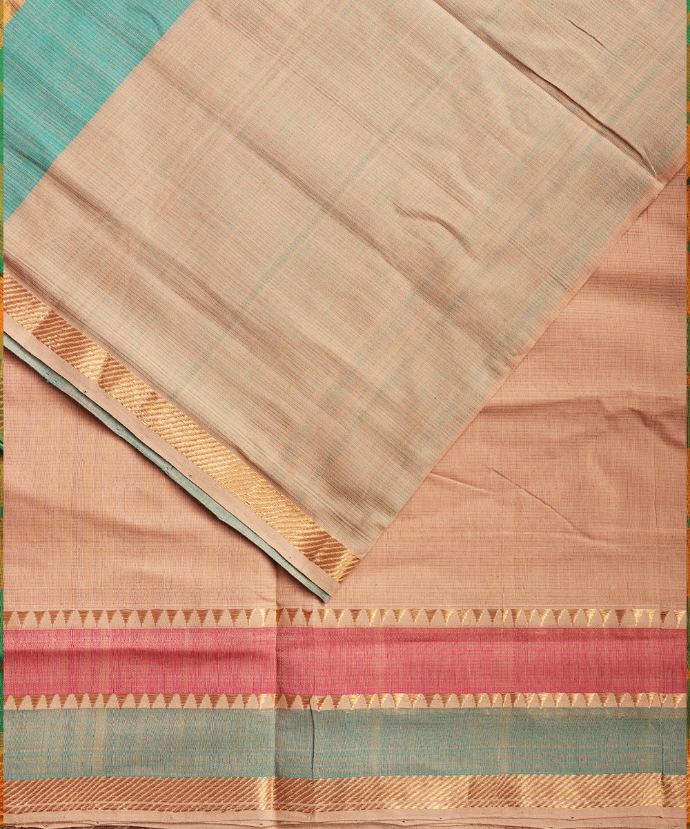 Sepia color handloom mangalagiri cotton saree