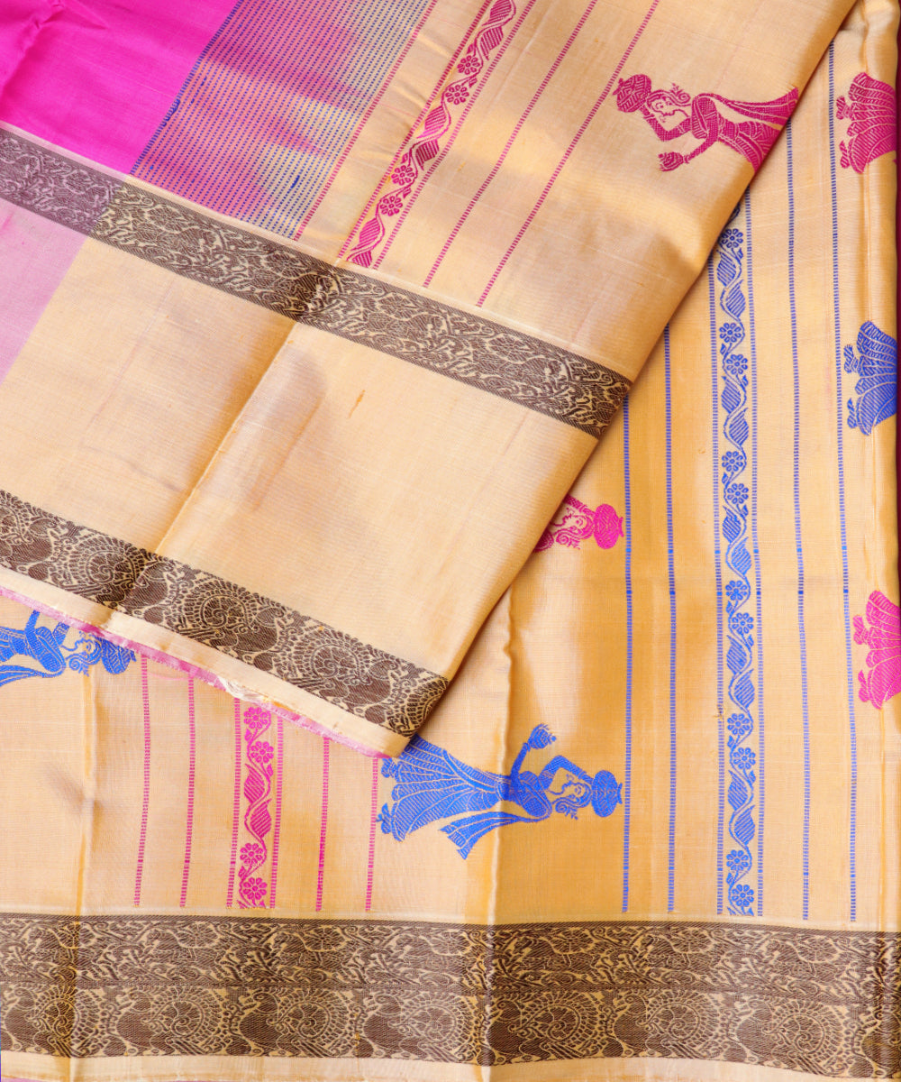 Magenta pink handloom gollabhama silk saree