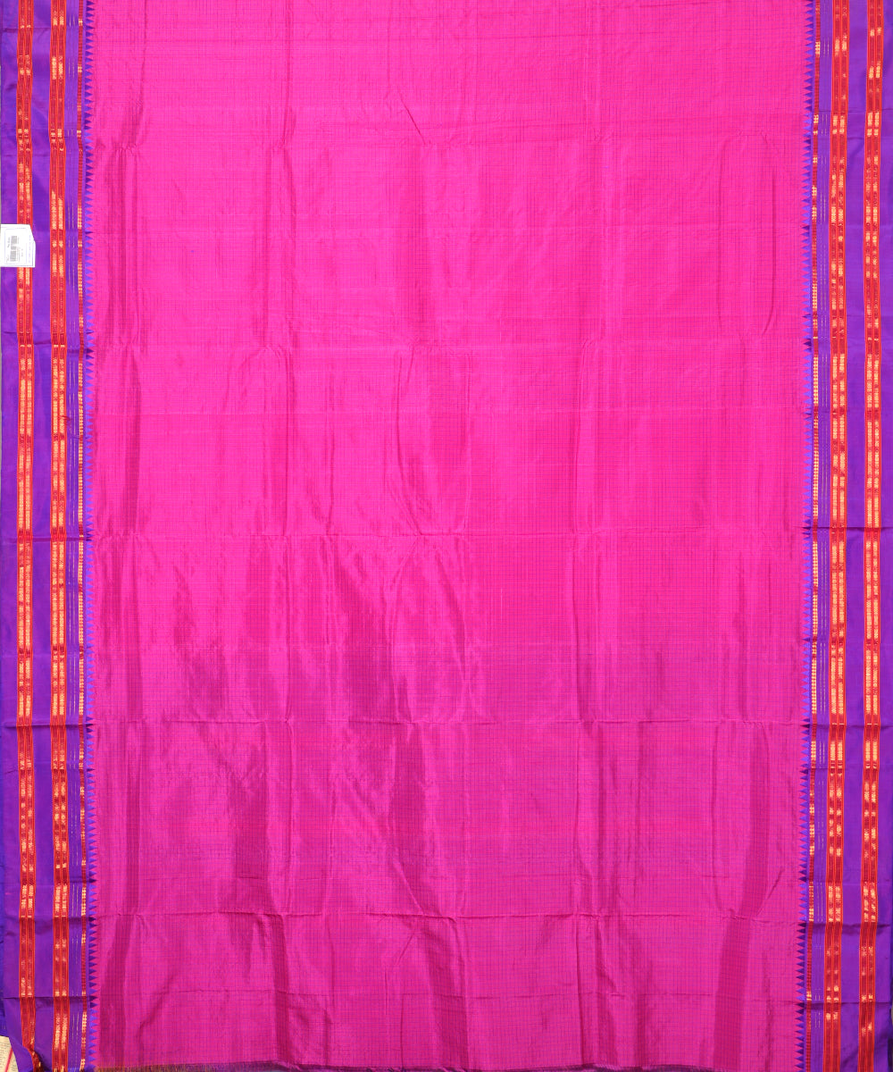 Magenta pink color striped handloom narayanpet silk saree