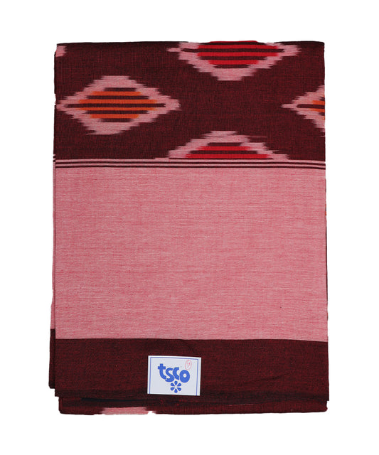 Sangria red color handwoven pochampally single cot bedsheet