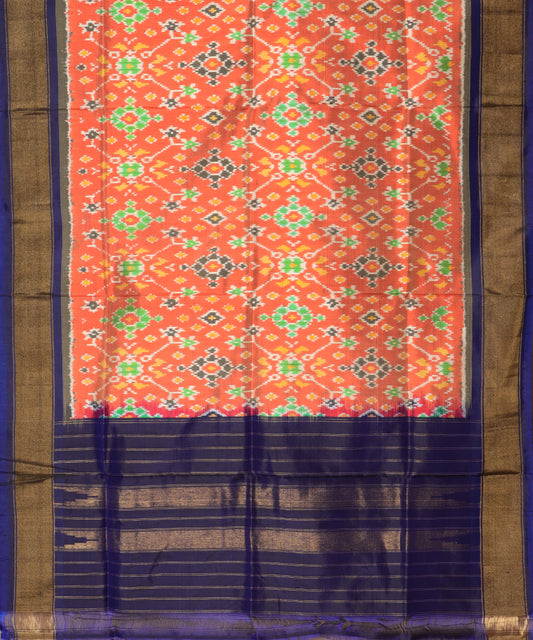 Salmon red color handloom silk dupatta