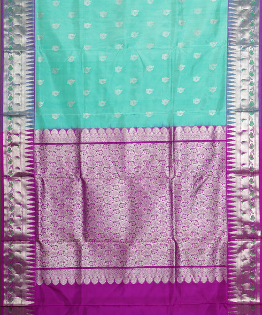 Mint green color handloom venkatagiri sico saree