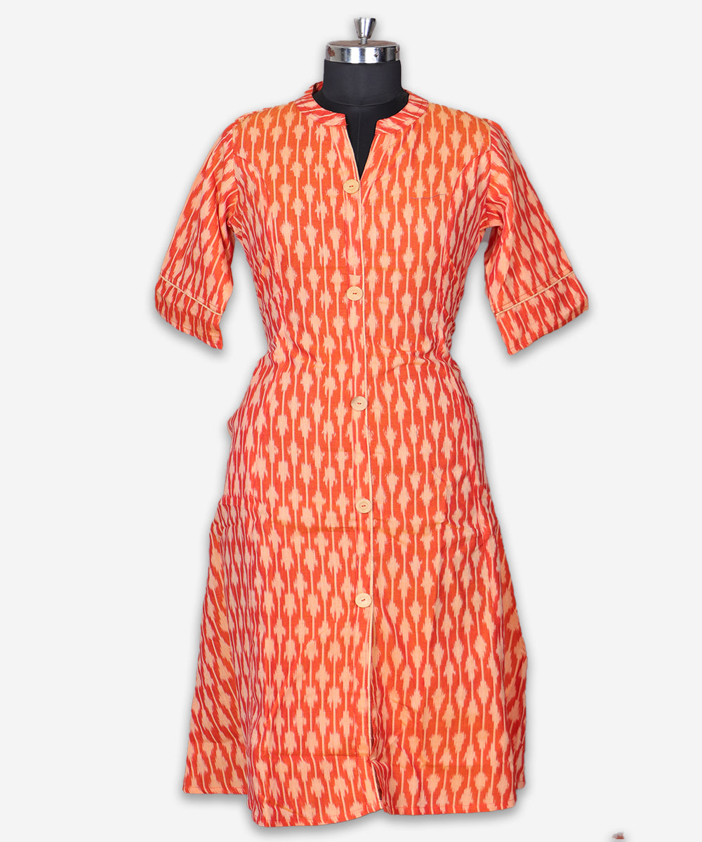 Tiger orange color handloom pochampally ikat top