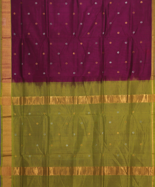 Eggplant violet color handloom venkatagiri sico saree