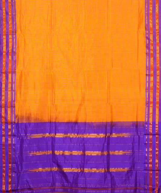 Apricot color striped handloom narayanpet silk saree