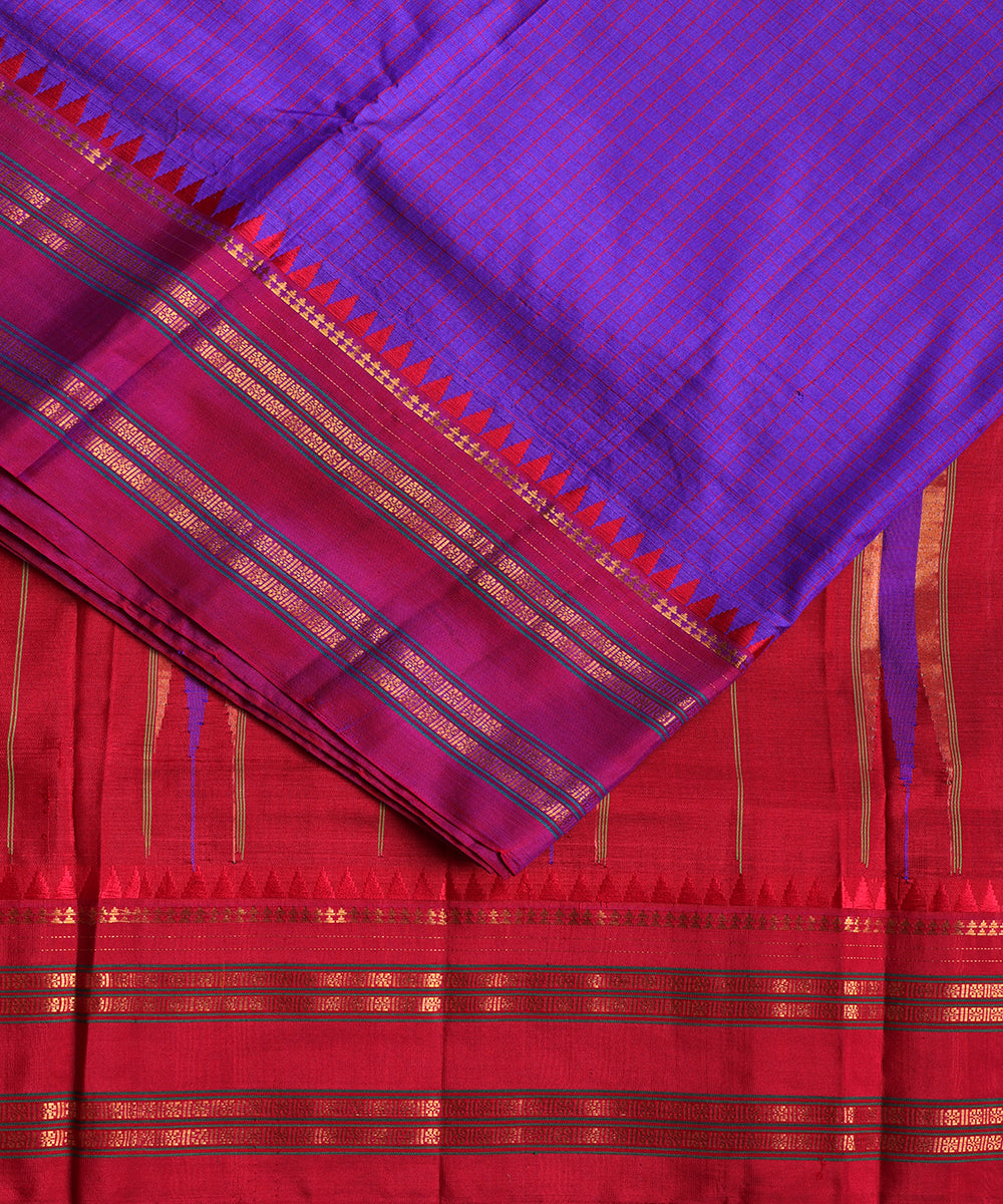 Electric violet color striped handloom narayanpet silk saree