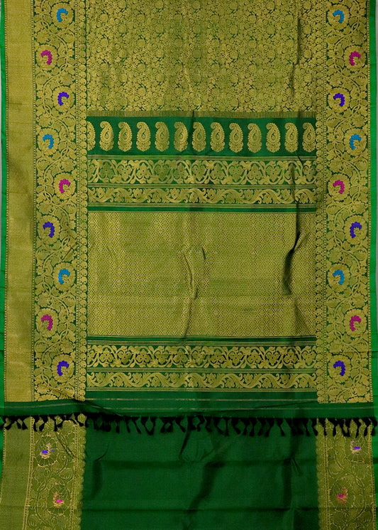 Green color handloom Gadwal Silk saree