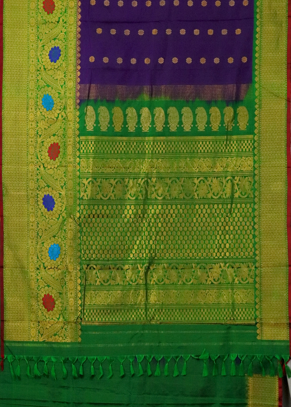 Eggplant violet color handloom Gadwal Silk saree