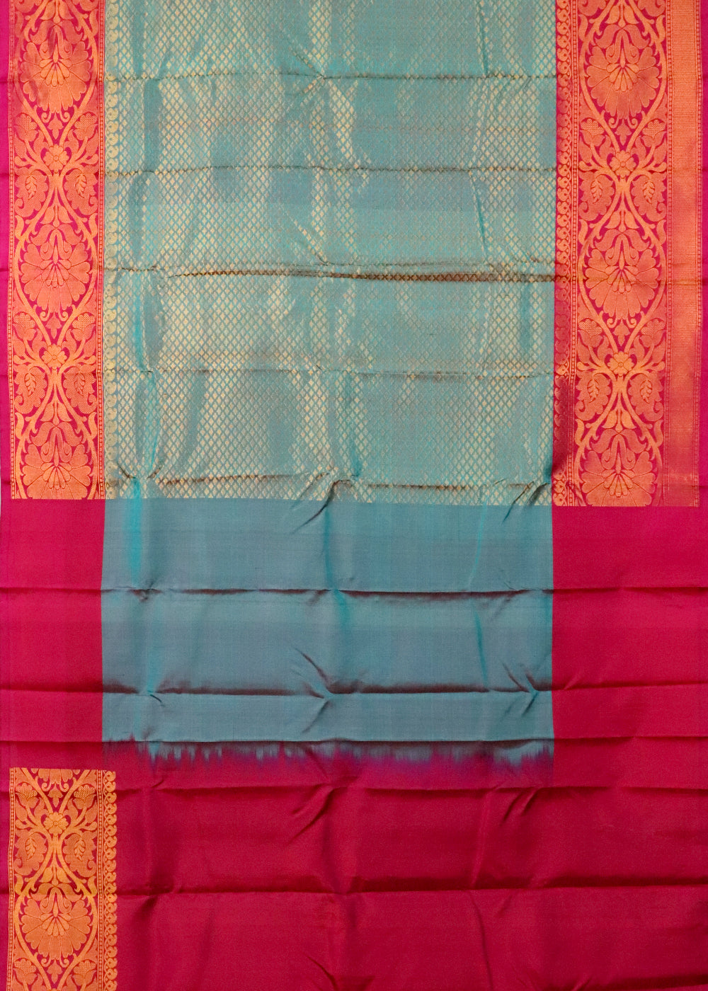 Multi shade color handloom Gadwal Silk saree