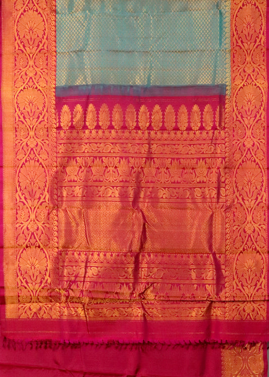 Multi shade color handloom Gadwal Silk saree