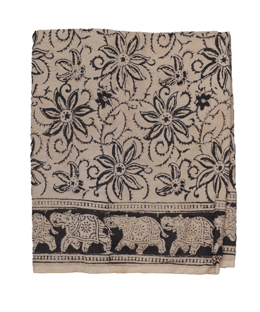 Beige handloom Kalamkari lungies