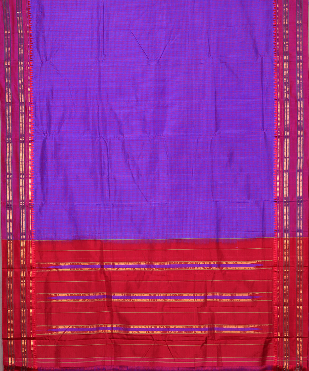 Electric violet color striped handloom narayanpet silk saree