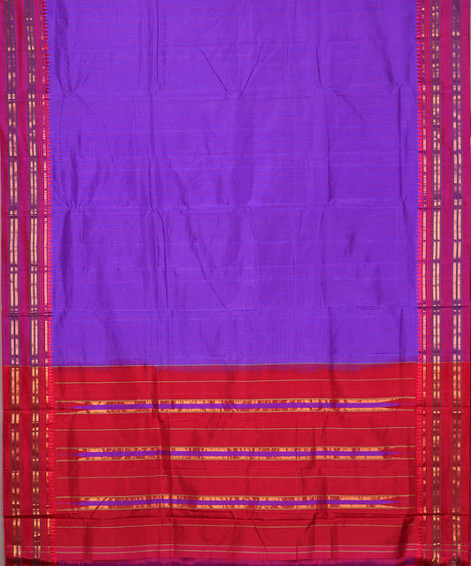 Electric violet color striped handloom narayanpet silk saree