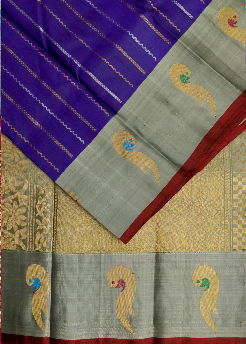 Blue color handloom Gadwal Silk saree