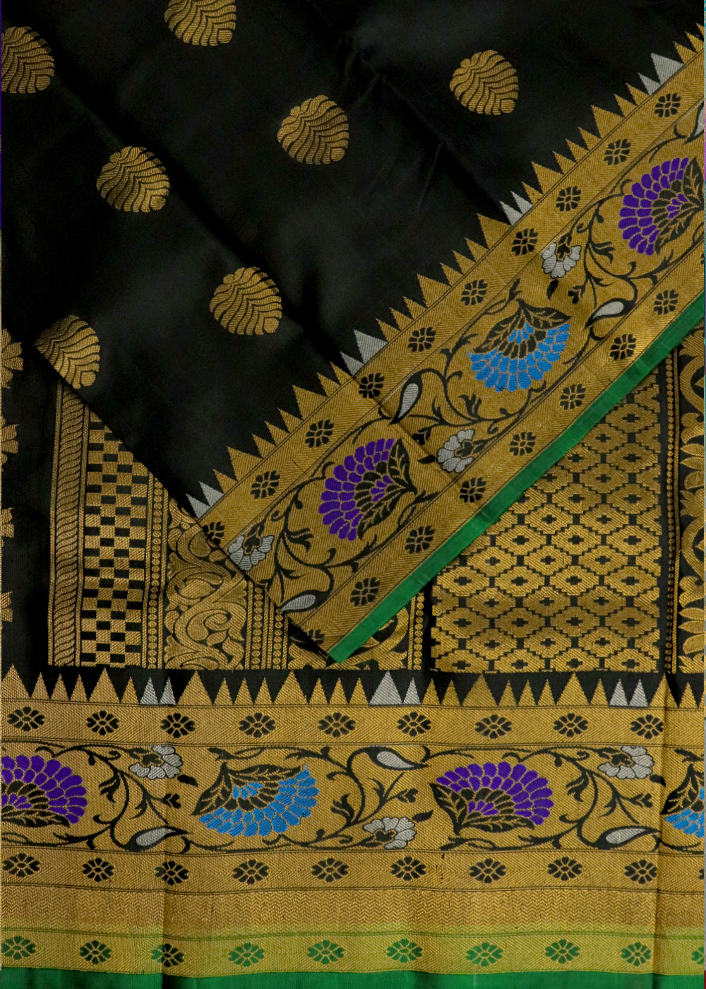 Black color handloom Gadwal Silk saree