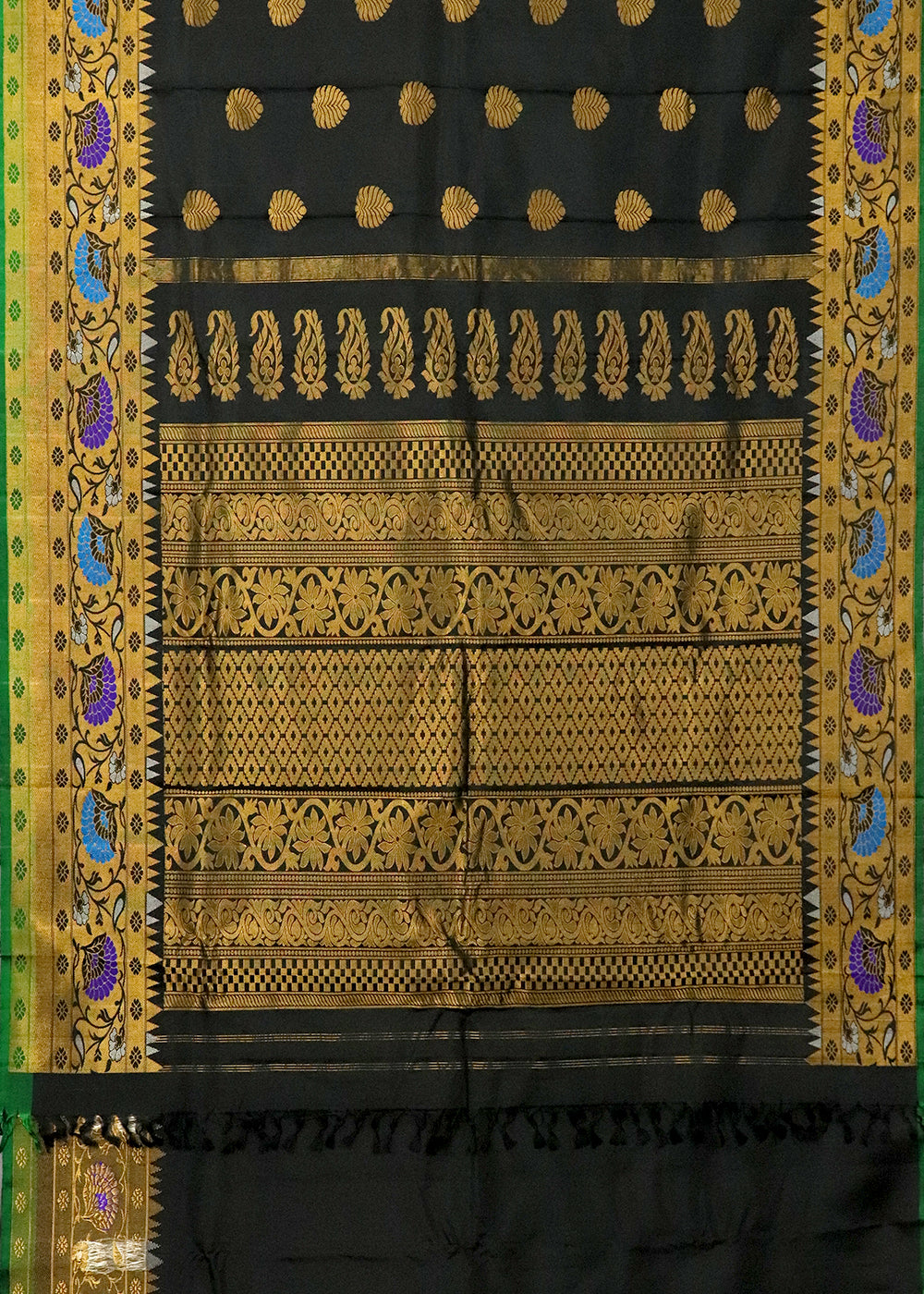 Black color handloom Gadwal Silk saree