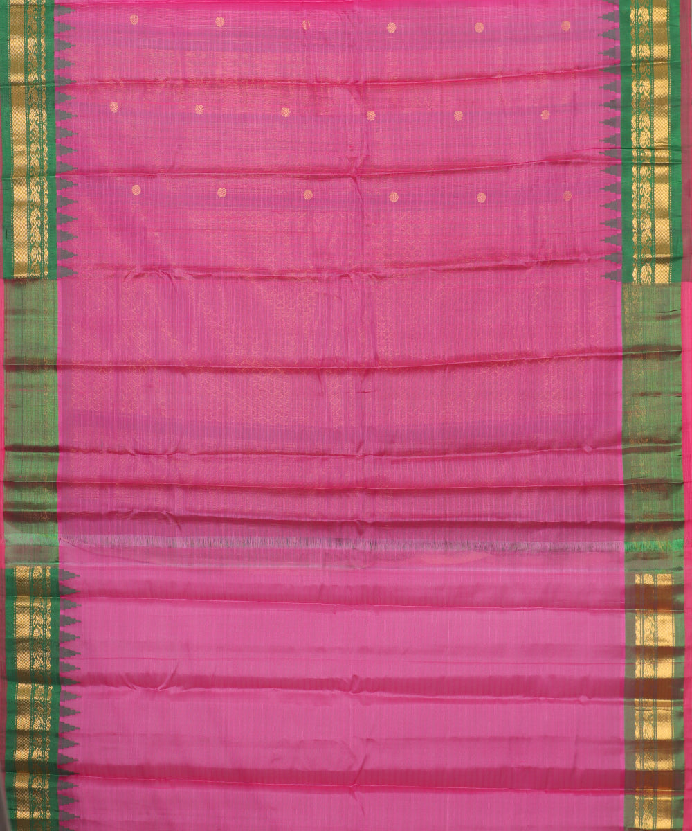 French pink color Handloom Gadwal sico saree