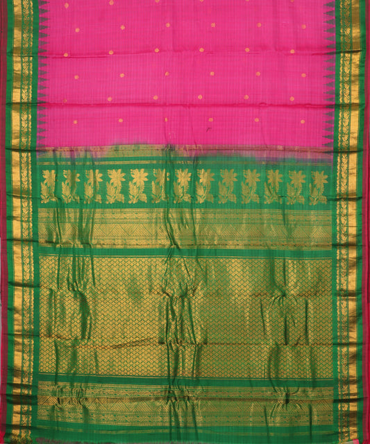 French pink color Handloom Gadwal sico saree