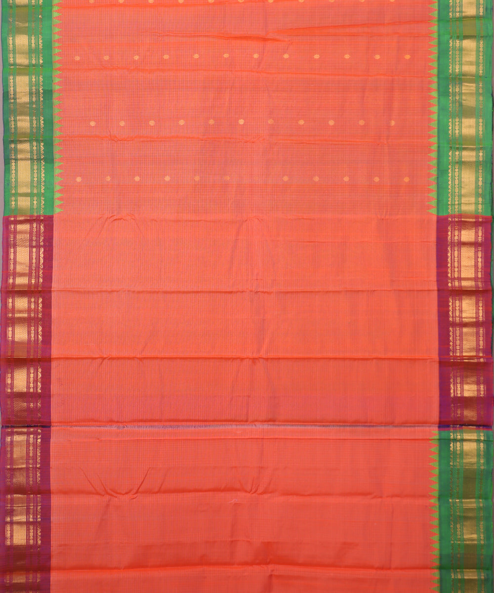 Salmon colour Handloom Gadwal sico saree