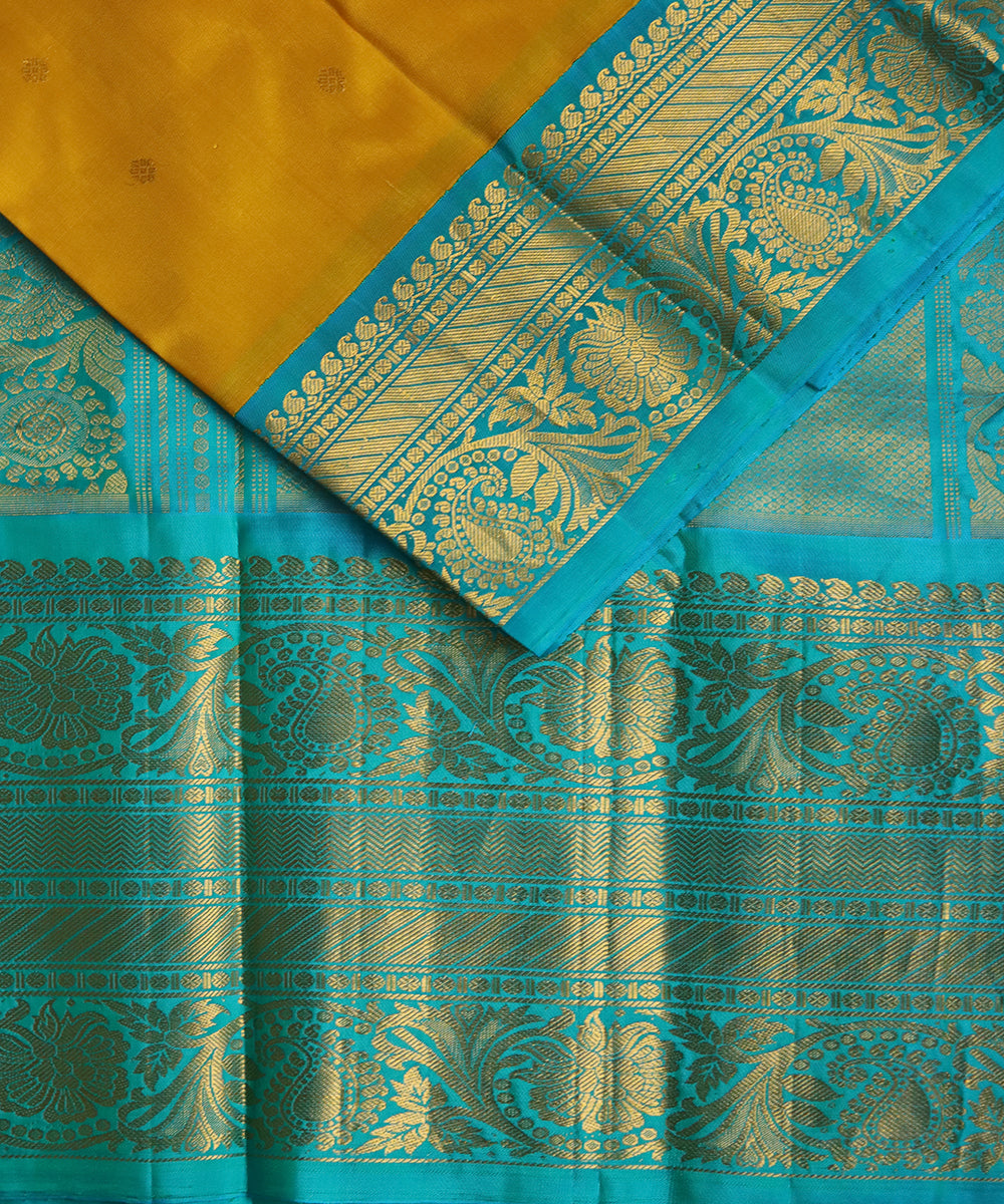 Honey orange color handloom Gadwal Silk saree