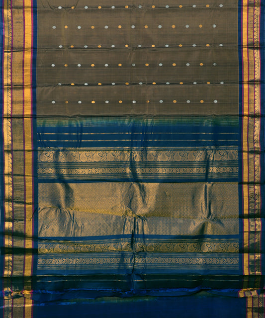 Mocha brown shade Handloom Gadwal sico saree