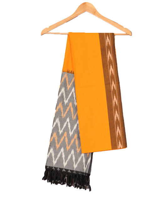 Apricot orange color handloom pochampally dupatta