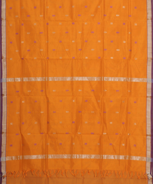 Apricot orange color handloom venkatagiri sico saree