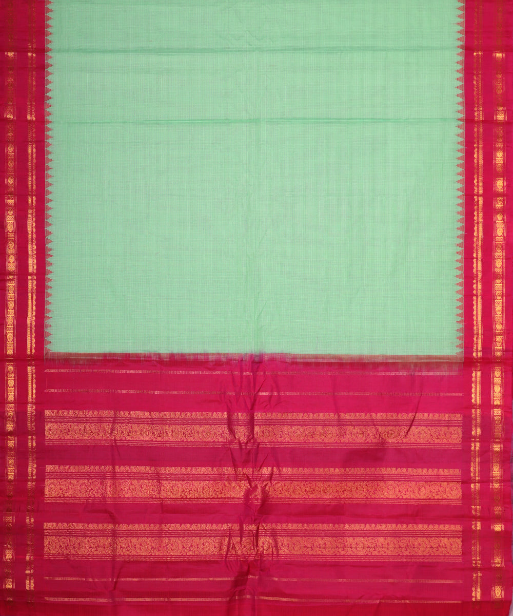 Mint green color handloom Gadwal cotton saree