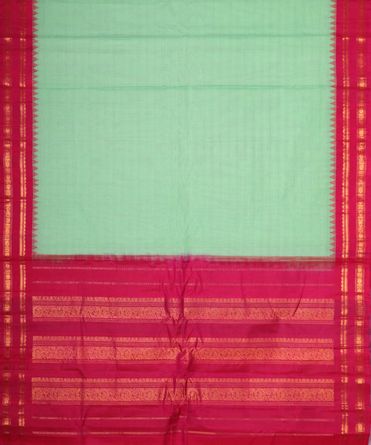 Mint green color handloom Gadwal cotton saree