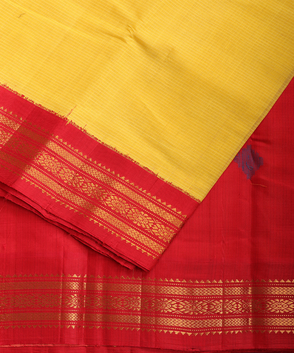 Cyber yellow color handloom Gadwal cotton saree