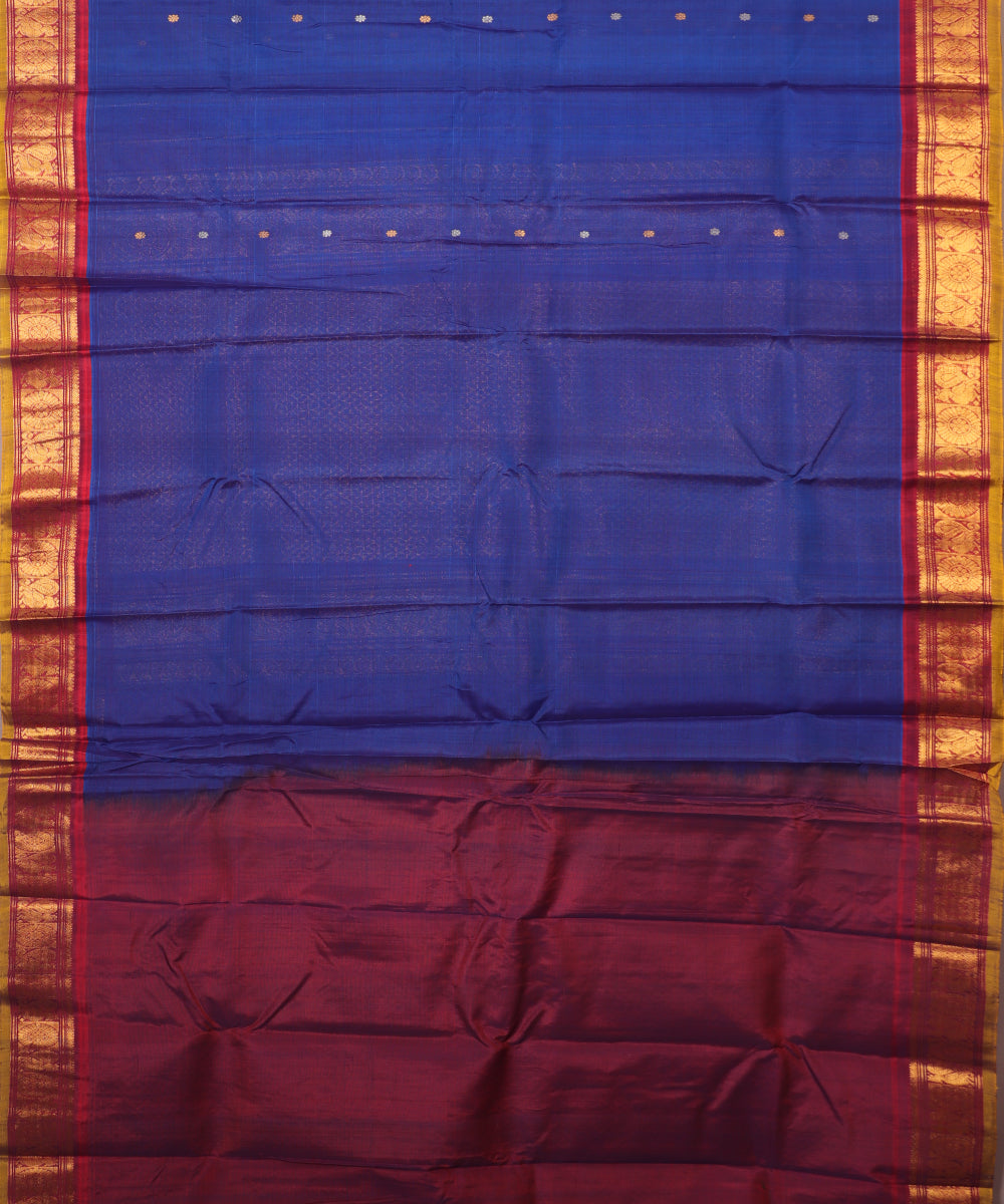 Navy blue color Handloom Gadwal sico saree