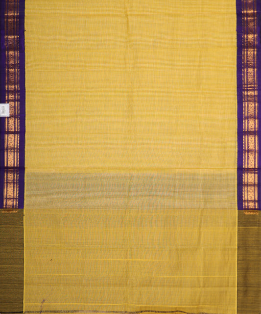 Corn yellow color handloom Gadwal cotton saree