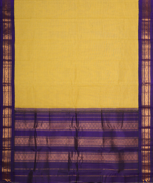 Corn yellow color handloom Gadwal cotton saree